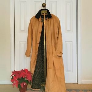 Mens Vintage Genuine Leather Duster Trench Coat